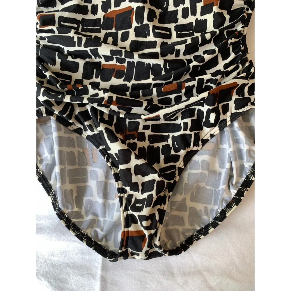 Lands End Slender Suit Grecian Adjustable Geometric One Piece Bathing Suit / 12P